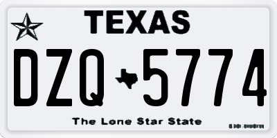 TX license plate DZQ5774