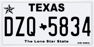 TX license plate DZQ5834