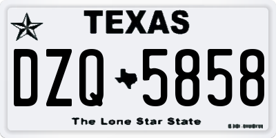 TX license plate DZQ5858
