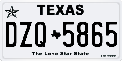 TX license plate DZQ5865