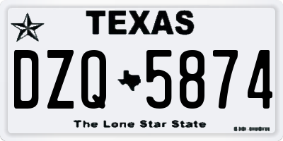 TX license plate DZQ5874