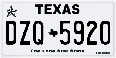 TX license plate DZQ5920