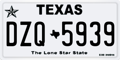 TX license plate DZQ5939
