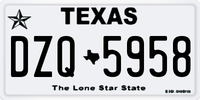 TX license plate DZQ5958