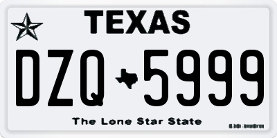 TX license plate DZQ5999