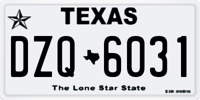 TX license plate DZQ6031