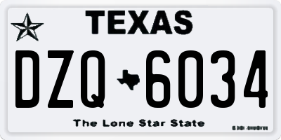 TX license plate DZQ6034