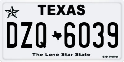 TX license plate DZQ6039