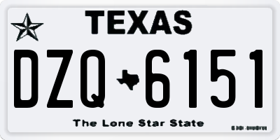 TX license plate DZQ6151