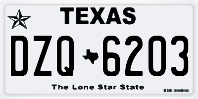 TX license plate DZQ6203