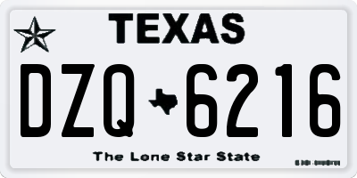 TX license plate DZQ6216