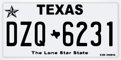 TX license plate DZQ6231