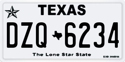 TX license plate DZQ6234
