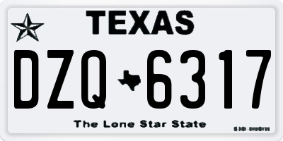 TX license plate DZQ6317