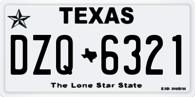 TX license plate DZQ6321