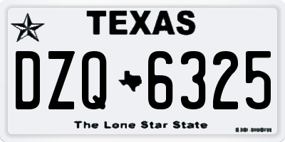 TX license plate DZQ6325
