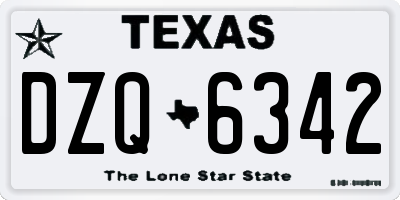 TX license plate DZQ6342