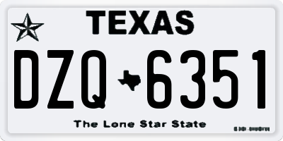TX license plate DZQ6351