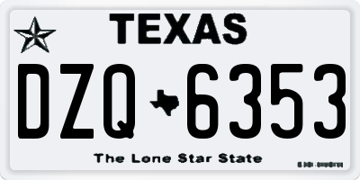 TX license plate DZQ6353