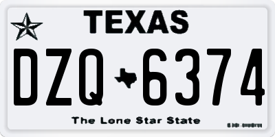 TX license plate DZQ6374