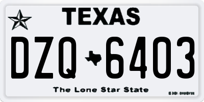 TX license plate DZQ6403