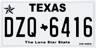TX license plate DZQ6416
