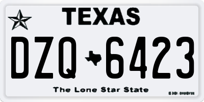 TX license plate DZQ6423