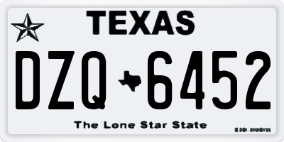 TX license plate DZQ6452