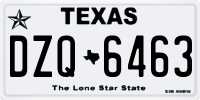 TX license plate DZQ6463