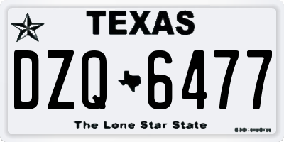 TX license plate DZQ6477