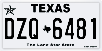 TX license plate DZQ6481
