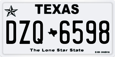 TX license plate DZQ6598