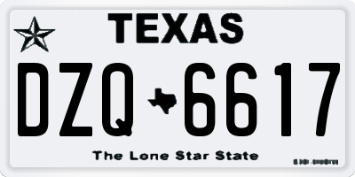TX license plate DZQ6617