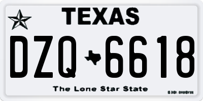TX license plate DZQ6618