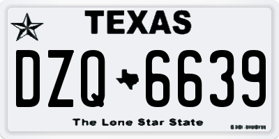 TX license plate DZQ6639