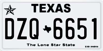 TX license plate DZQ6651