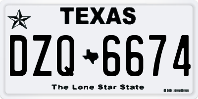 TX license plate DZQ6674