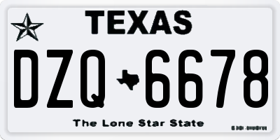 TX license plate DZQ6678