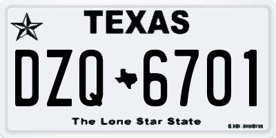 TX license plate DZQ6701