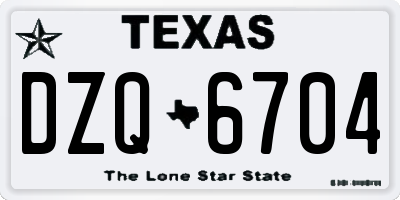 TX license plate DZQ6704