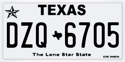TX license plate DZQ6705