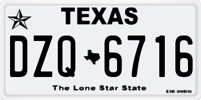 TX license plate DZQ6716