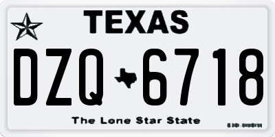 TX license plate DZQ6718