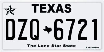 TX license plate DZQ6721