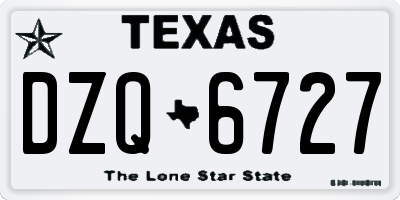 TX license plate DZQ6727