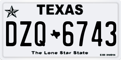 TX license plate DZQ6743
