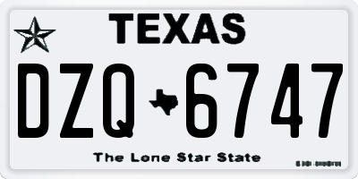 TX license plate DZQ6747