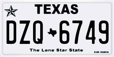 TX license plate DZQ6749