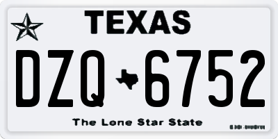 TX license plate DZQ6752