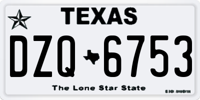 TX license plate DZQ6753
